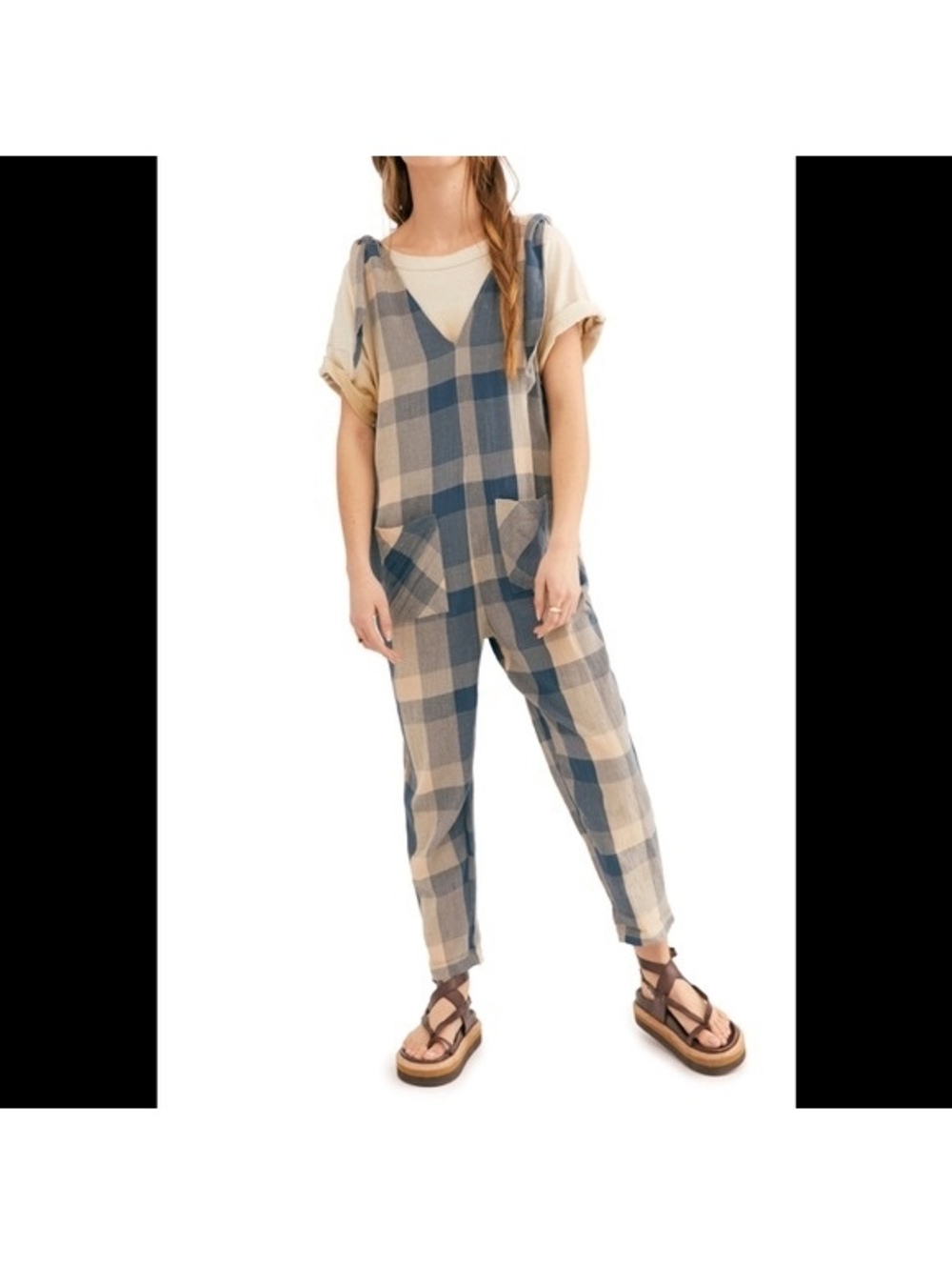 Free People Don't You Want This Jumper Endless Summer Plaid Coastal Boho Size S